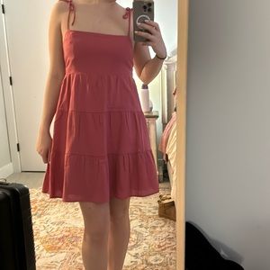 linen red/pink dress